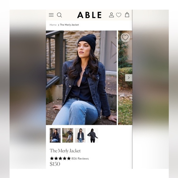 Able Merly Black Denim Jacket NWOT - Picture 6 of 7